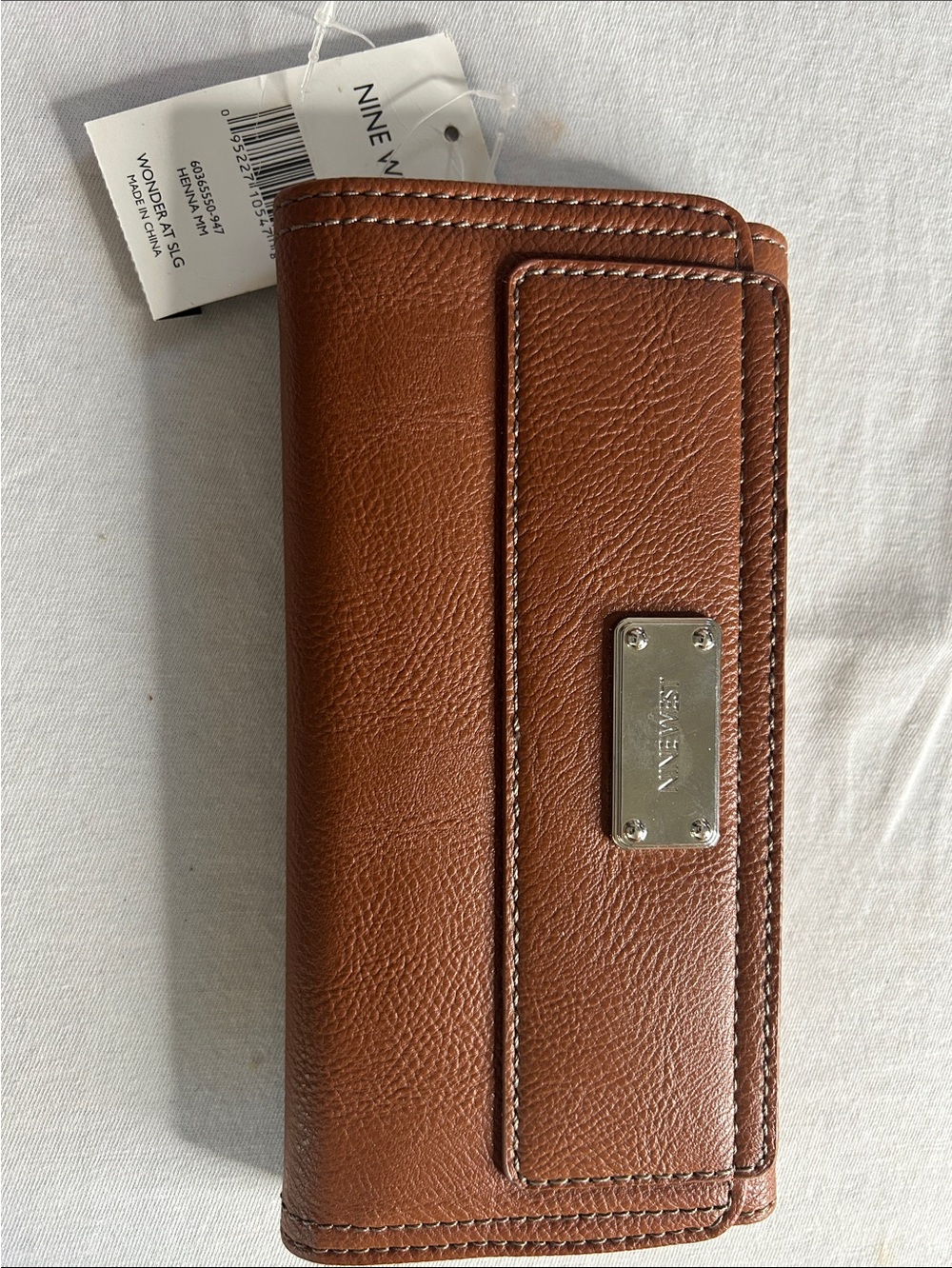 NWT Nine West Brown Leather Trifold Wallet